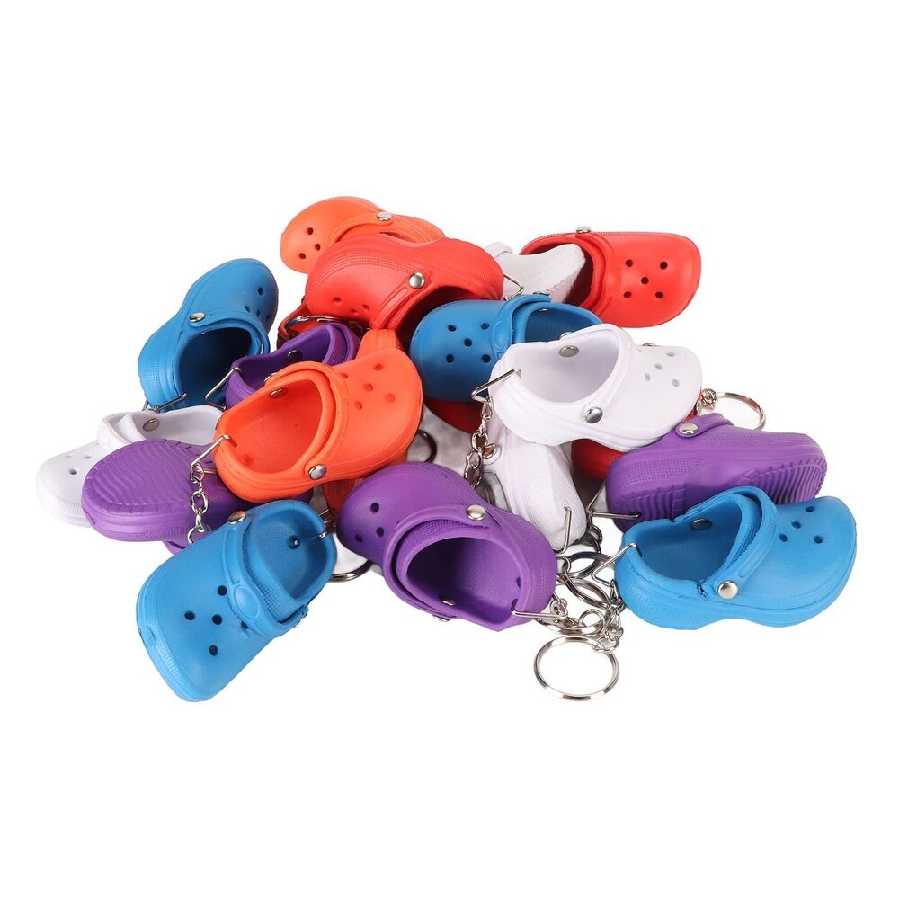 6111 SLIPPER KEYCHAIN 20 PIECES, CUTE MINI SHOE KEYRINGS ASSORTED COLORS